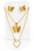Butterfly & Heart Pendant with earrings